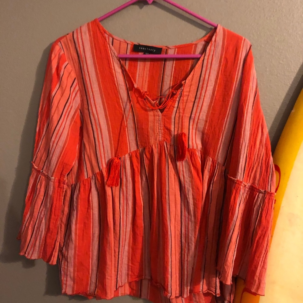 Orange pink and black stripped long sleeve
